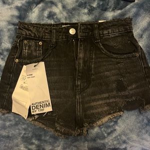 Zara black high waisted jean shorts